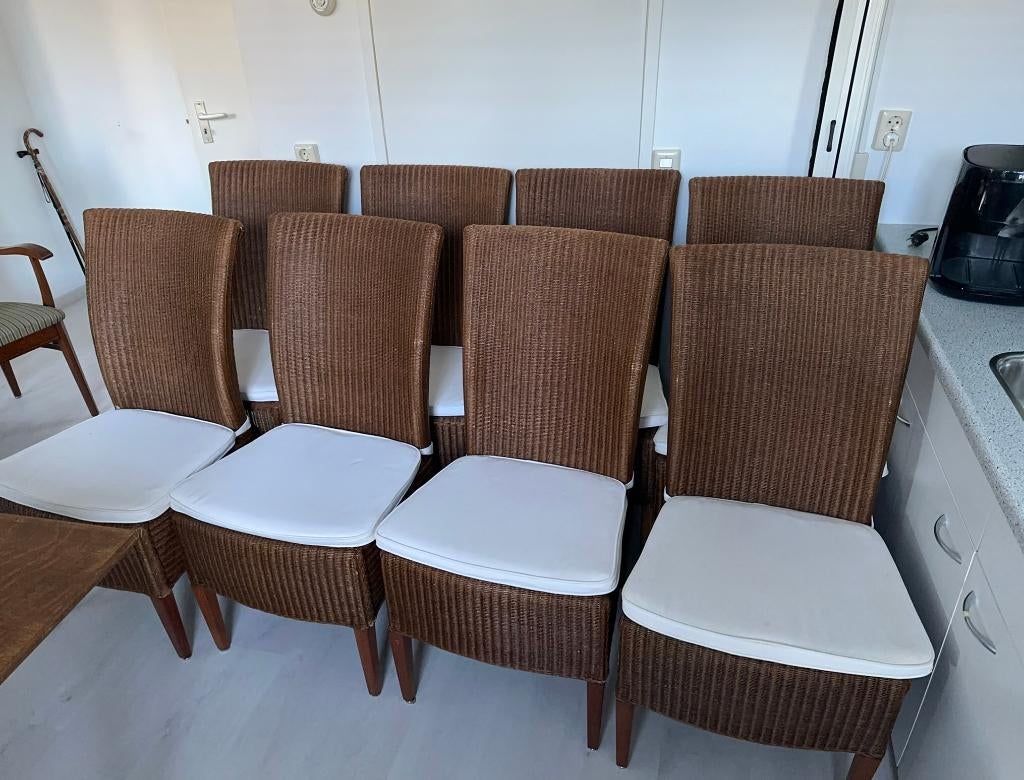 Eetkamerstoelen 68 stuks S.M. Slootstra / Jan des Bouvrie, Huis en Inrichting, Stoelen, Ophalen, Gebruikt, Bruin, Stof