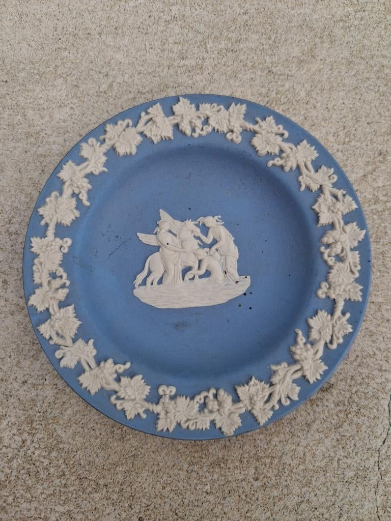 Vintage Wedgwood Jasperware Blauw Bord met Klassieke Scène, Ophalen