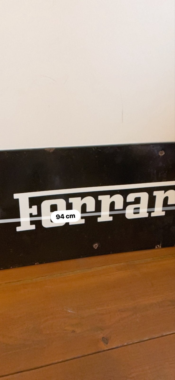 Ferrari emaille reclamebord - 94x35 cm, Ophalen of Verzenden, Gebruikt, Reclamebord