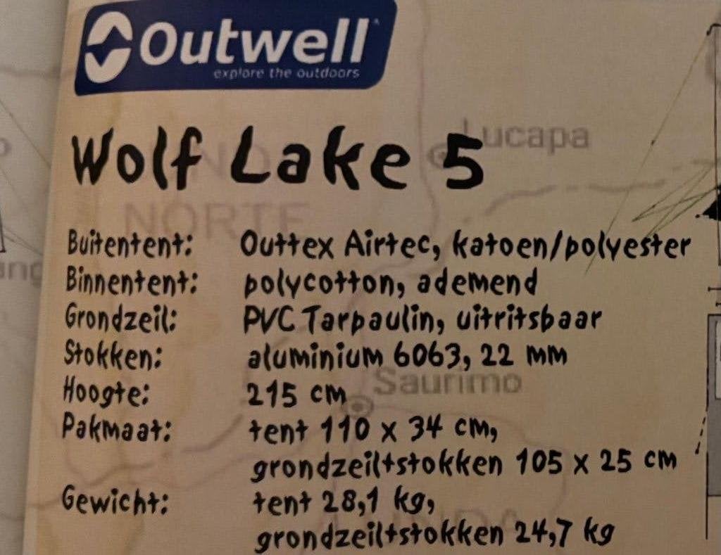 Outwell Wolf Lake 5, goede kwaliteit tunneltent, 5 personen, Ophalen, Gebruikt, Tot en met 5