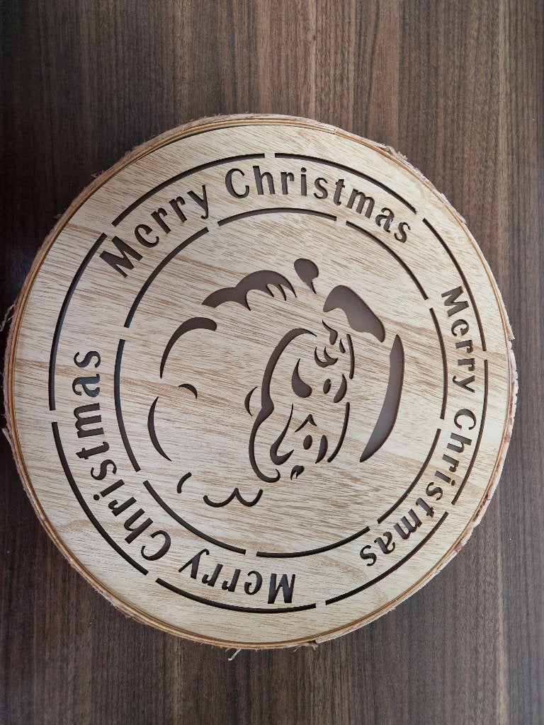 groot houten kerst wandbord, doorsnee 30 cm, Ophalen of Verzenden, Zo goed als nieuw