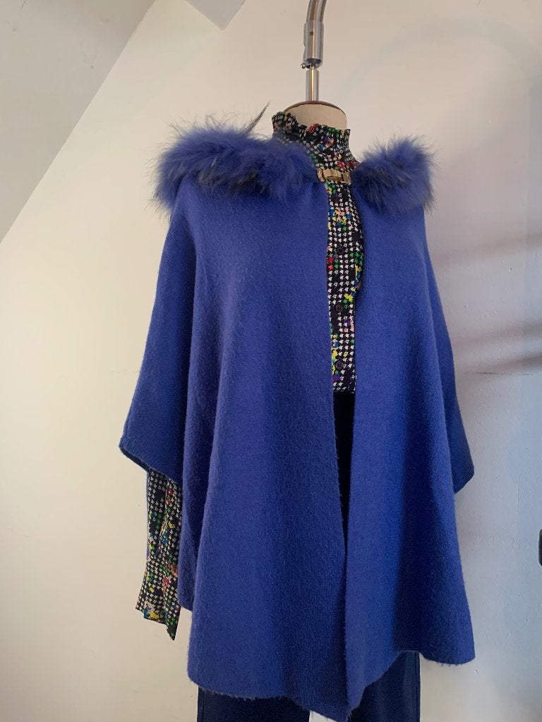 OR Collections wijde cape vest capuchon blauw OS, Maat 38/40 (M), Gedragen, OR Collections, Verzenden
