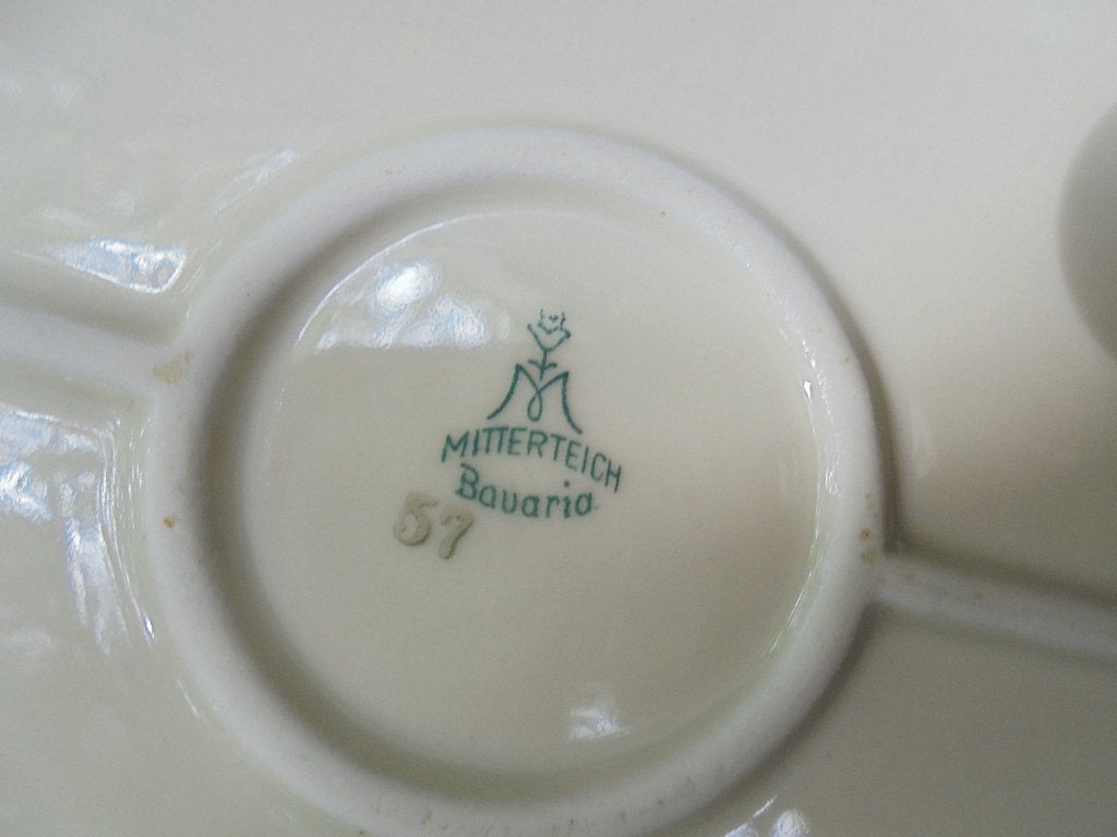 Ovale Vleesschaal Mitterteich Bavaria met roze roosjes, Antiek en Kunst, Ophalen of Verzenden