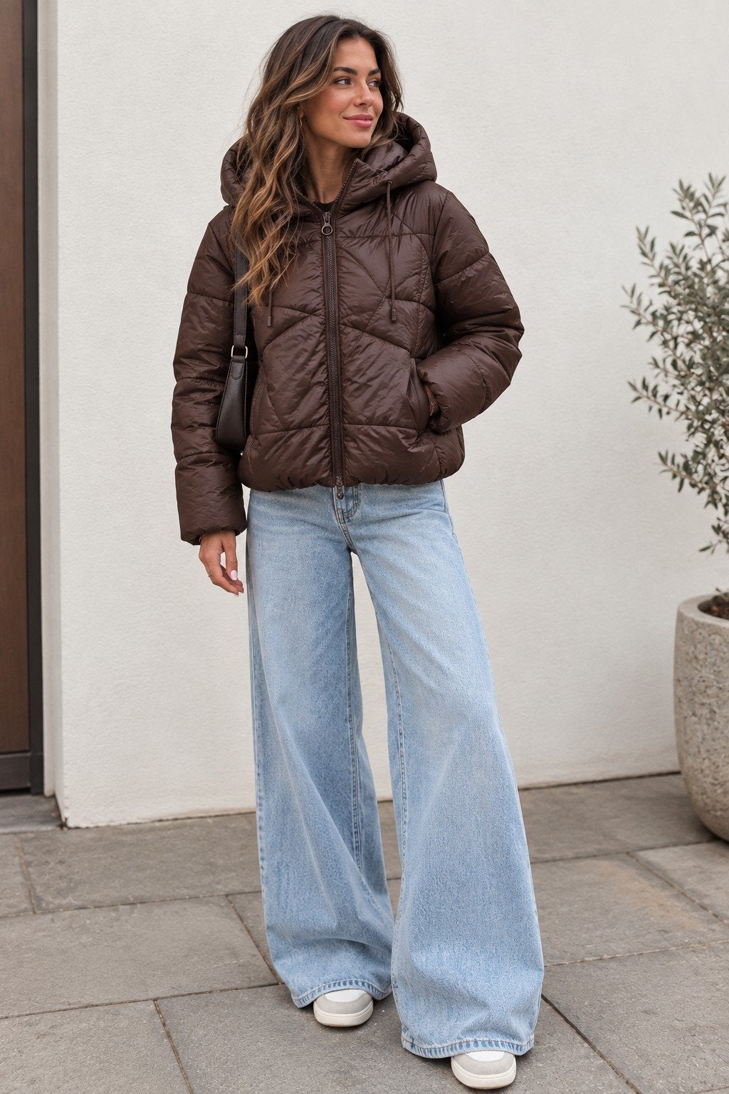 leuke bruine warme puffer jas mt S, Kleding | Dames, Bruin, Ophalen of Verzenden, Zo goed als nieuw, Kiabi