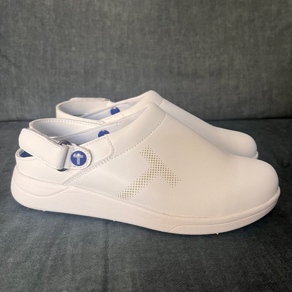 Nieuwe Toffeln Anti-Slip Zorgklompen Wit/blauw - maat 39 / 6, Kleding | Dames, Schoenen, Wit, Nieuw, Ophalen of Verzenden, Sneakers of Gympen