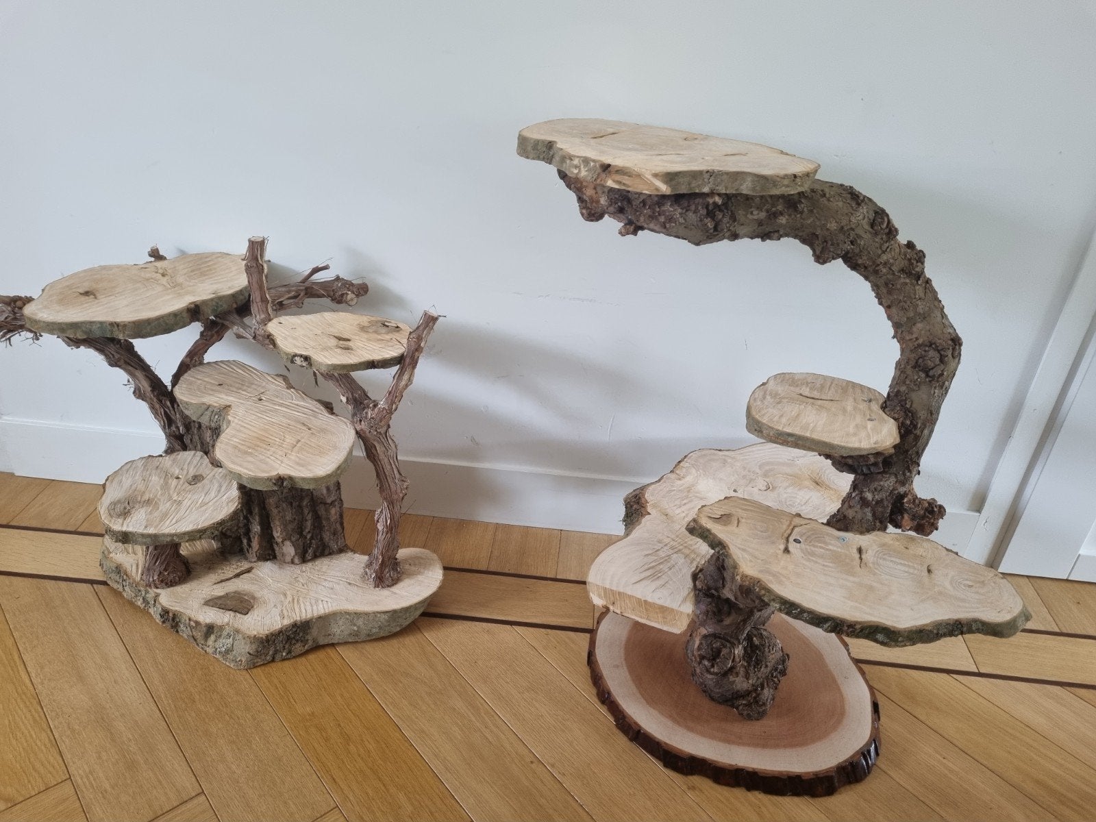 Unieke handgemaakte houten etagères voor decoratie, Ophalen, Zo goed als nieuw, Etagère, Hout