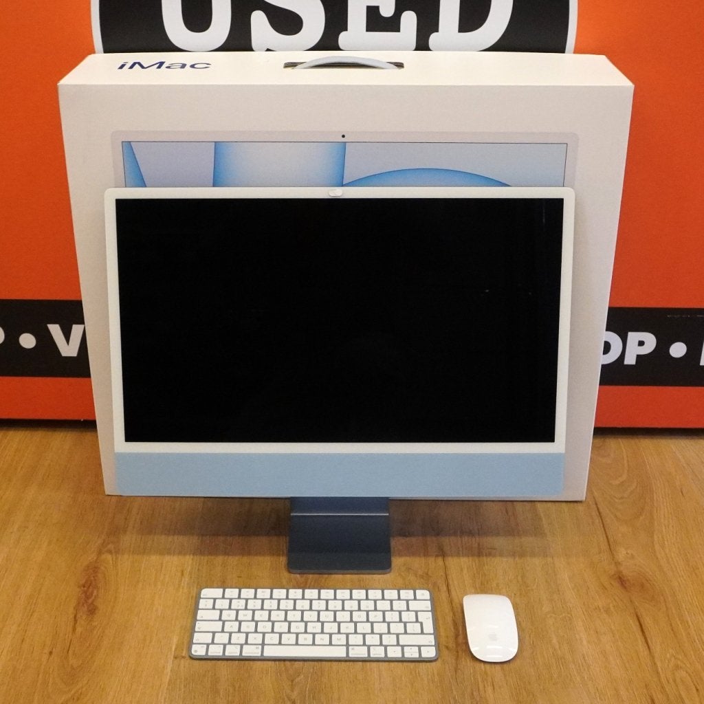 iMac 24" M1 8GB 256GB Blauw - Incl. Doos - 3 mnd Garantie, Computers en Software, Apple, Zo goed als nieuw, Support@apple.com