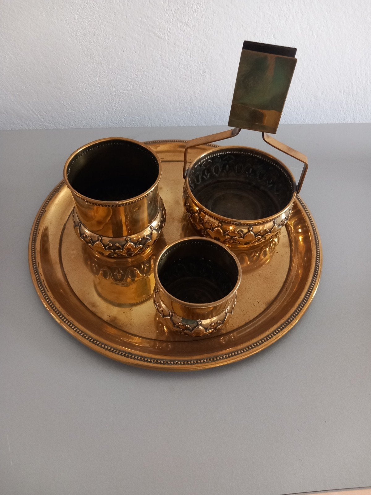 Antieke koperen rookset 4 delig art nouvea, Antiek en Kunst, Ophalen of Verzenden