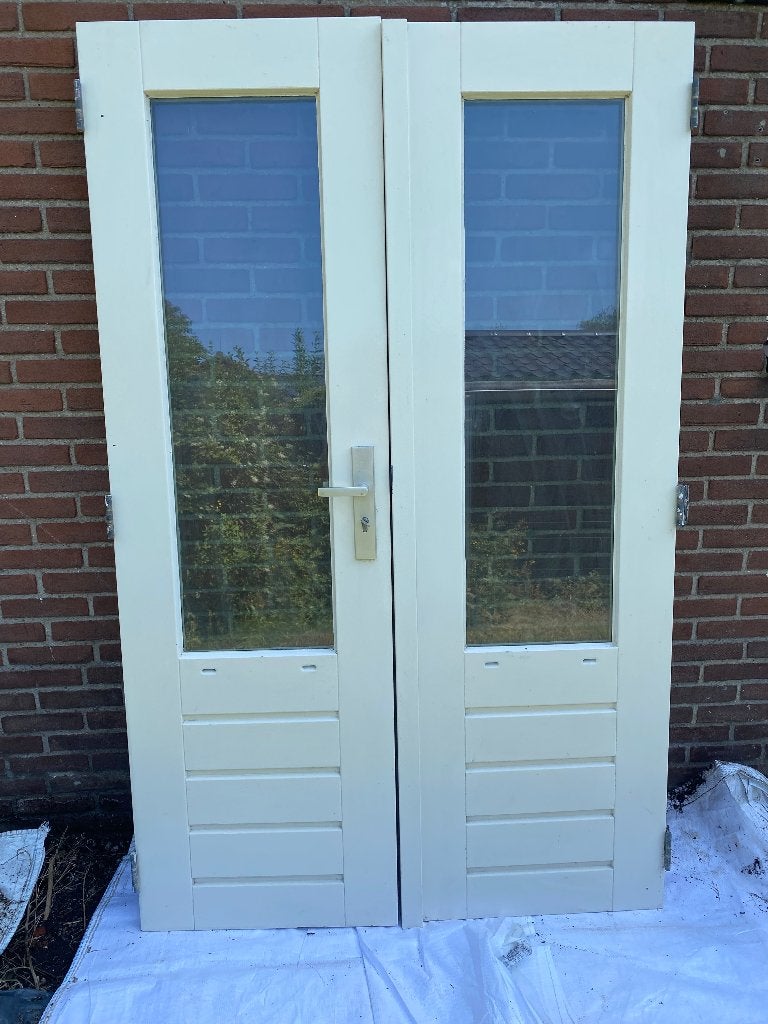 Openslaande deuren tuindeuren 126 bij 200 smal tiny house, Ophalen, Gebruikt, 120 cm of meer, Buitendeur