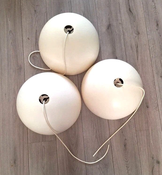IKEA Brasa hanglamp wit 45 cm – per stuk of set van 3, Ophalen of Verzenden, Gebruikt, E27 (groot)