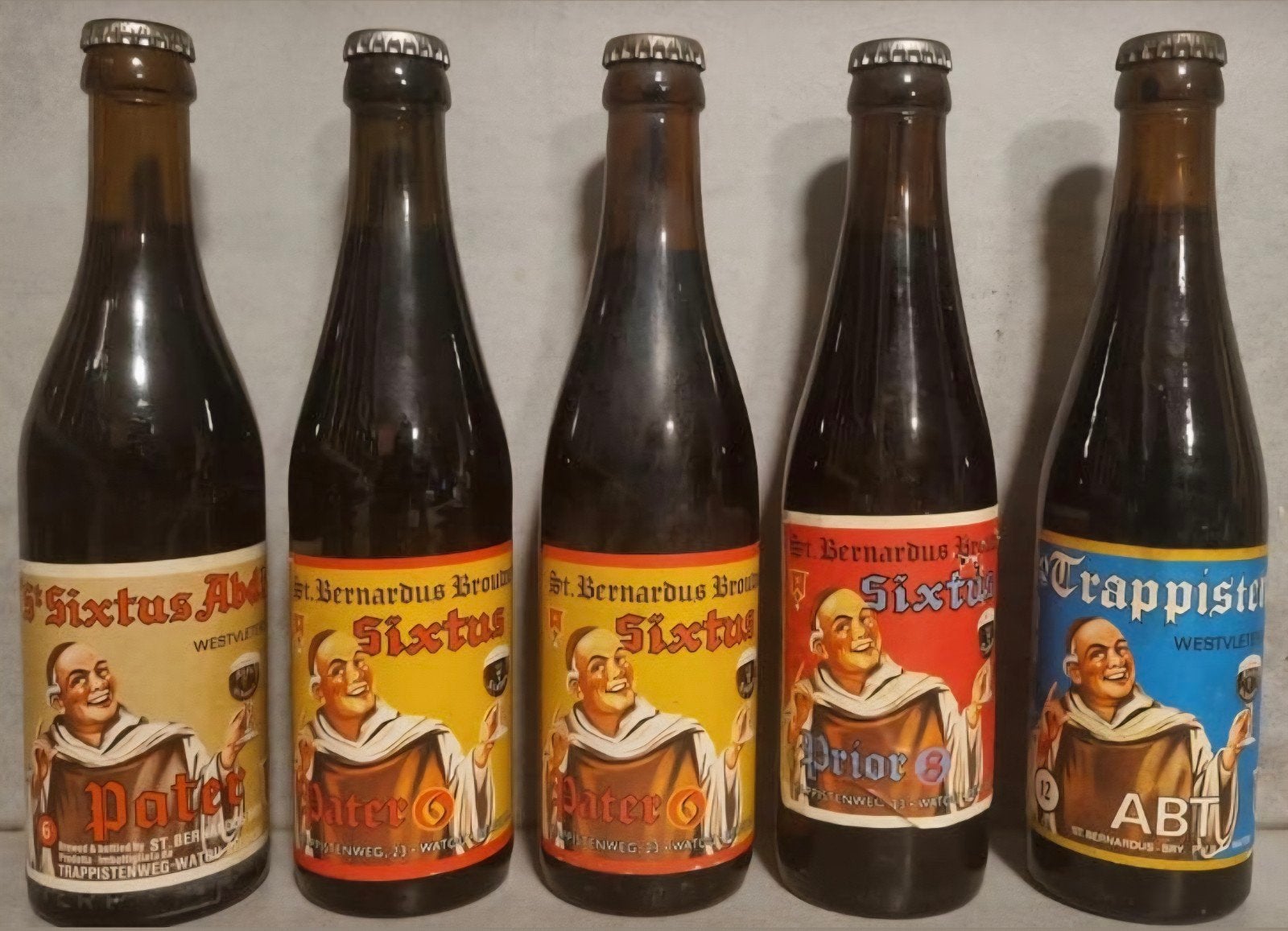 4x St. Sixtus / St. Bernardus / Westvleteren set (1970–1992), Verzamelen, Biermerken, Ophalen of Verzenden, Zo goed als nieuw
