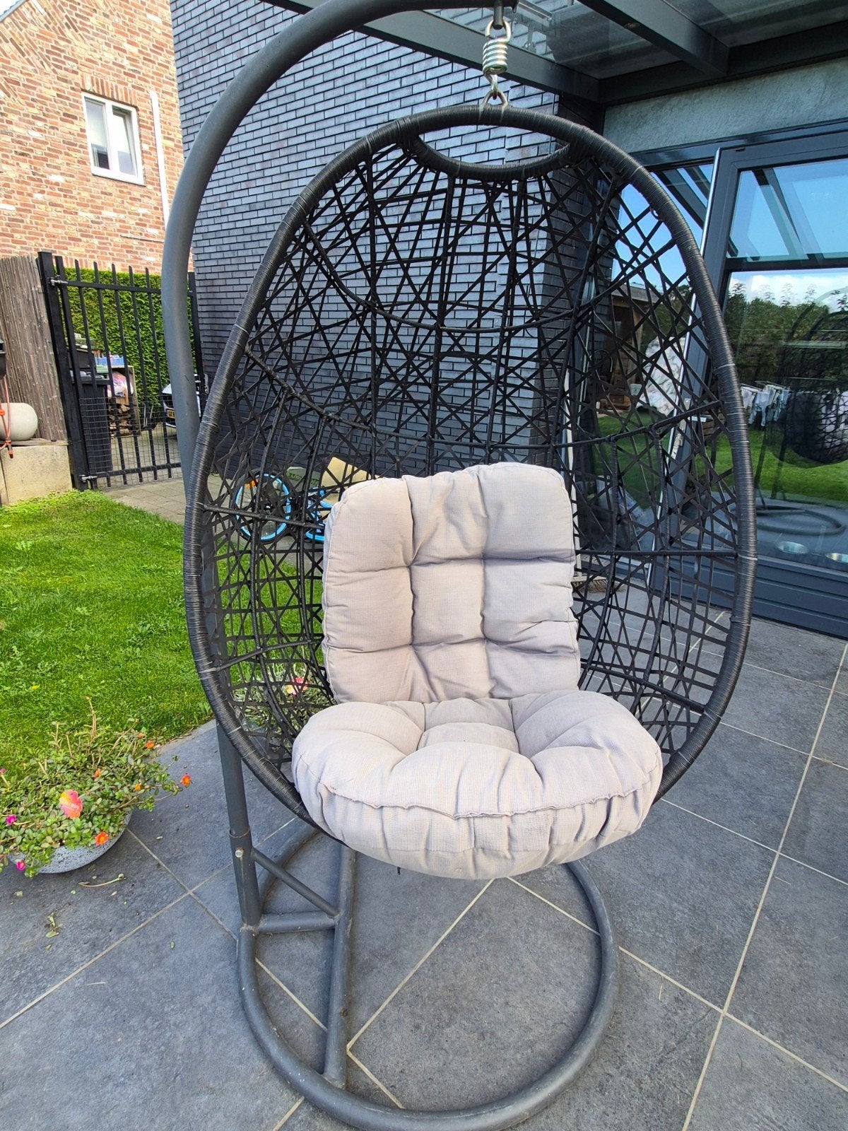 Comfortabele Wicker Hangstoel met Kussen, Ophalen, Gebruikt, Wicker