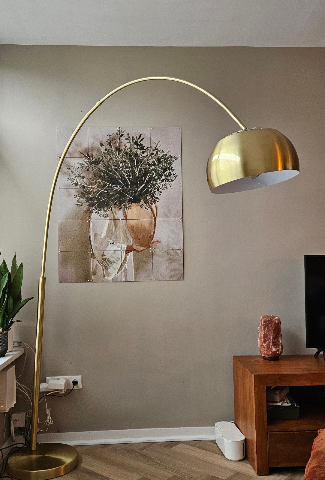 Zuiver Vloerlamp Metal Bow Goud (Messing), Huis en Inrichting, Ophalen, Gebruikt, Metaal, 200 cm of meer