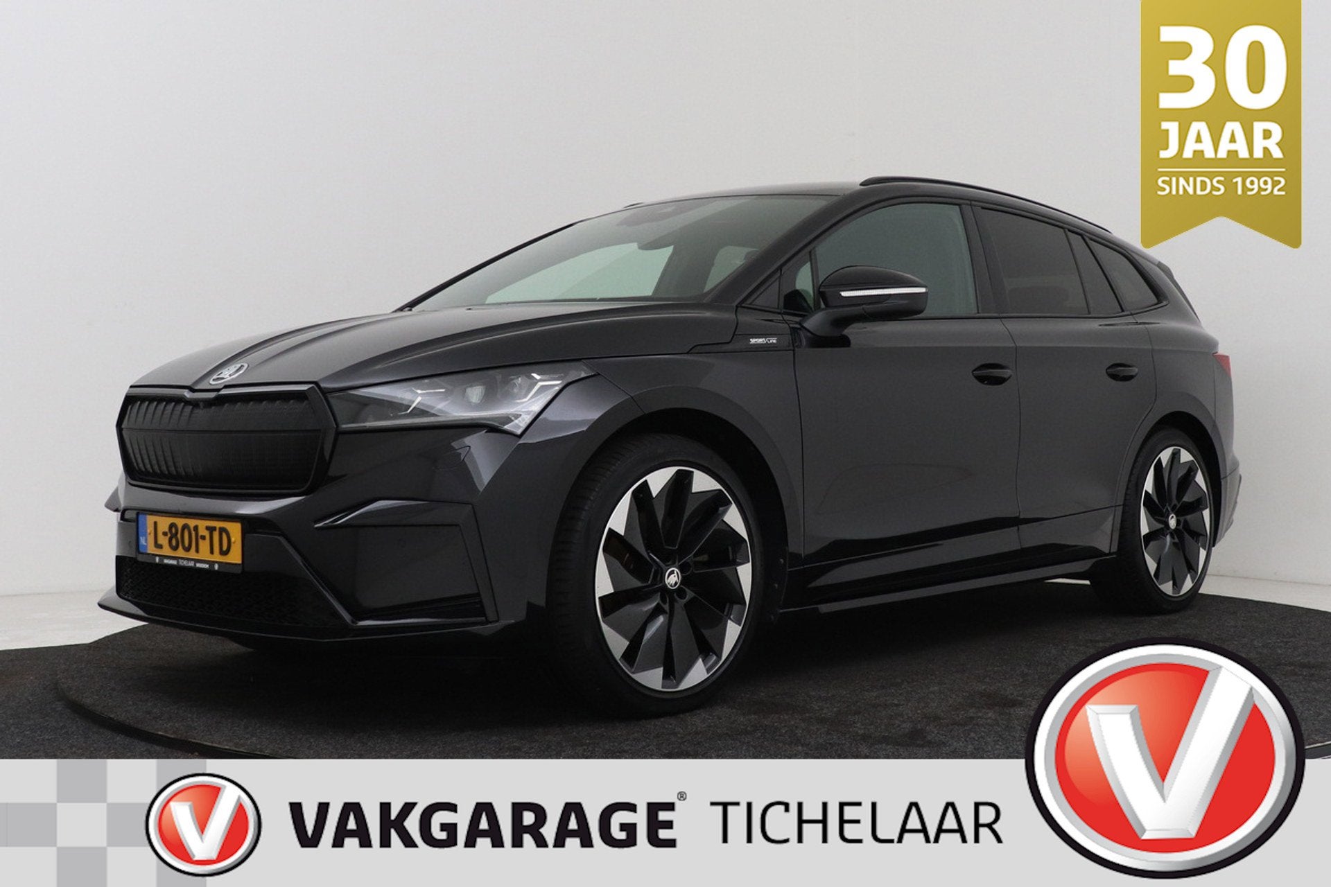 Skoda Enyaq iV 60 Sportline | SOH 93%! | Wegklap. Trekhaak |, Auto's, Skoda, Automaat, Achterwielaandrijving, Gebruikt, Zwart