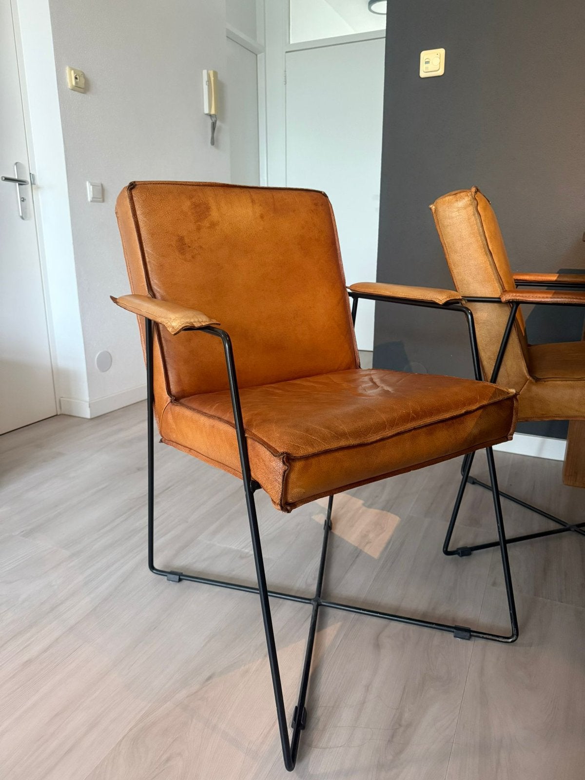 Te koop 4 stoelen met leren bekleding, Huis en Inrichting, Ophalen of Verzenden, Zo goed als nieuw, Leer