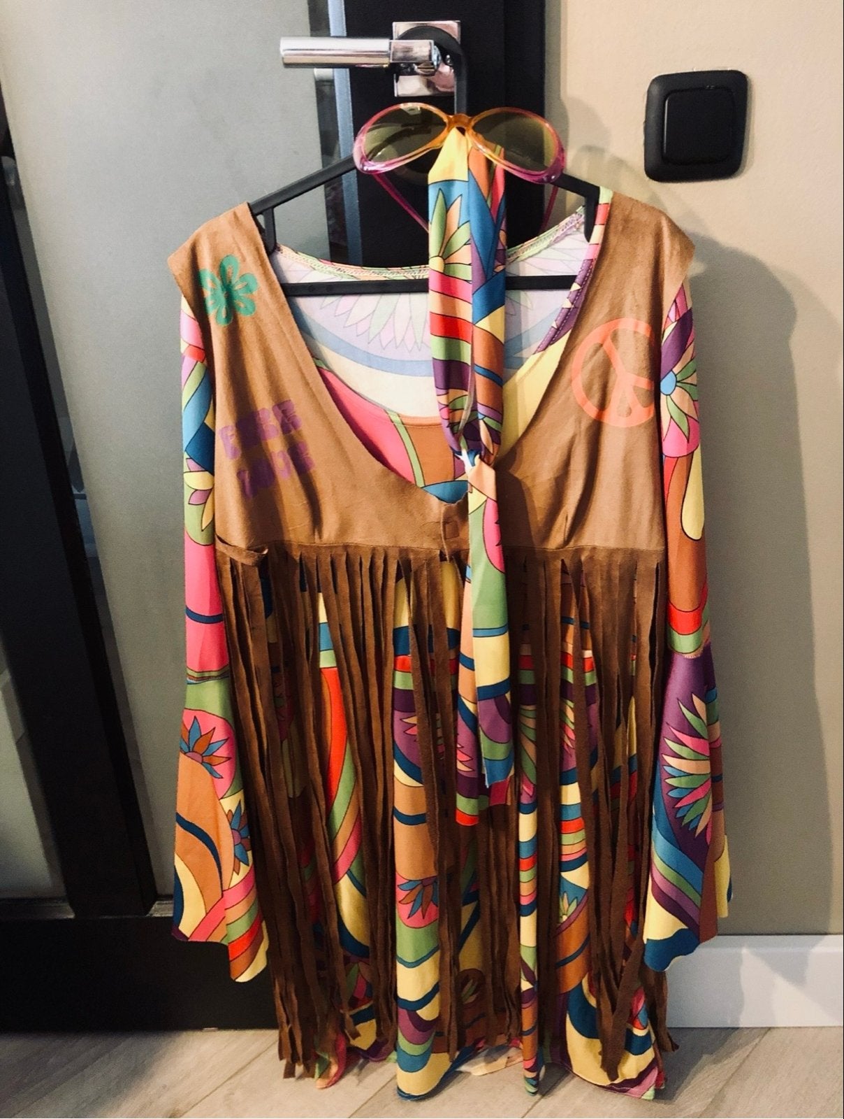 Hippie jurk met franjes en sjaal - Maat XL. Nieuw., Maat 46/48 (XL) of groter, Nieuw, Ophalen of Verzenden, Overige thema's