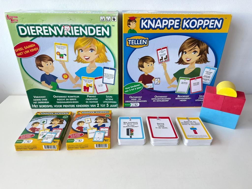 Spel Knappe Koppen Dierenvrienden + Tellen + uitbreidingsset, Ophalen of Verzenden, Gebruikt, University Games