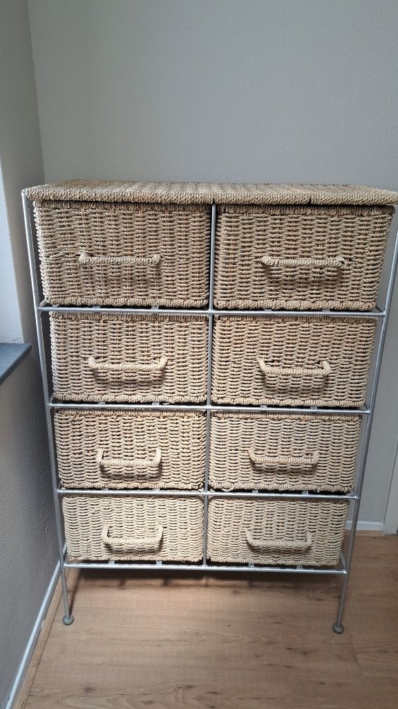Rieten kast met 8 lades 120-80-40 incl mandjes, Ophalen, Gebruikt