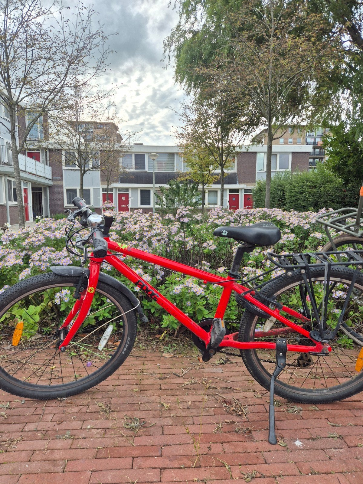 rode Frog bike 62 kinderfiets met versnellingen en bagagedra, Fietsen en Brommers, Ophalen, 20 inch of meer, Gebruikt, Velgrem