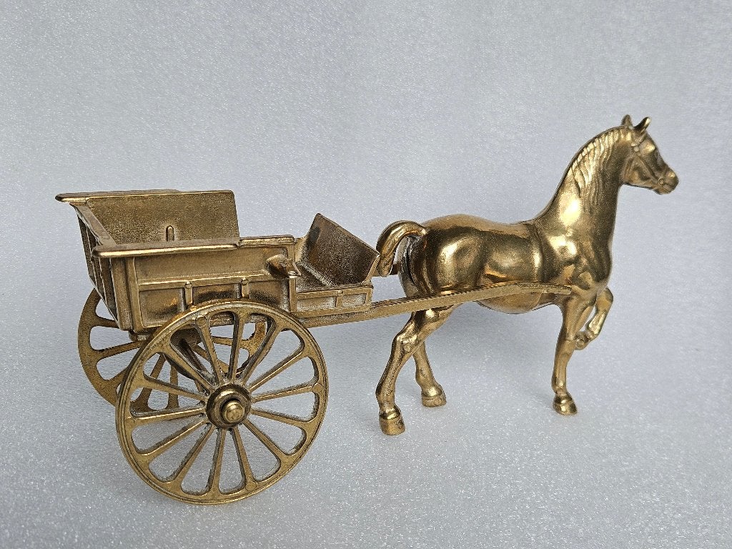 Vintage beeld van Paard met kar / koets, Ophalen of Verzenden, Zo goed als nieuw, Dier