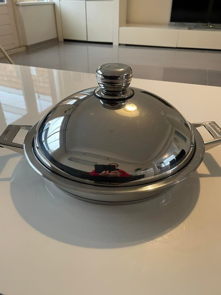Simtronic RVS Grillpan met Deksel - Zo goed als nieuw, Inductieplaat, Ophalen of Verzenden, Zo goed als nieuw, Rvs
