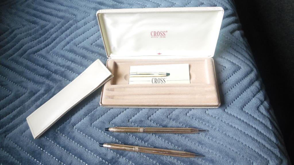 goud vintage Cross pen en potlood set goud 10K, Verzamelen, Balpen, Cross, Met doosje, Ophalen of Verzenden