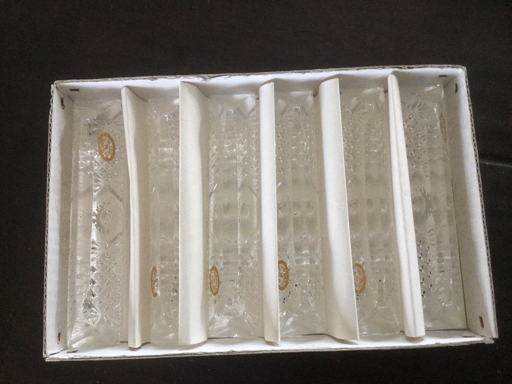 6 vintage kristallen messenleggers, Ophalen of Verzenden
