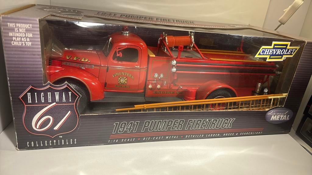 Chevrolet pumper firetruck 1941 highway61 1.18, Overige merken, Ophalen of Verzenden, A, A