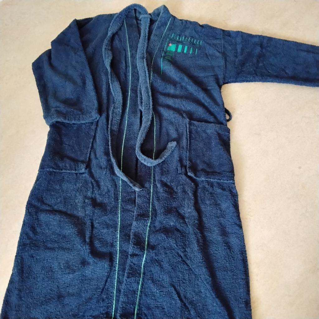 Heren ochtend/badjas 100% katoen, donkerblauw zware badstof., Ophalen of Verzenden, Maat 52/54 (L), Blauw