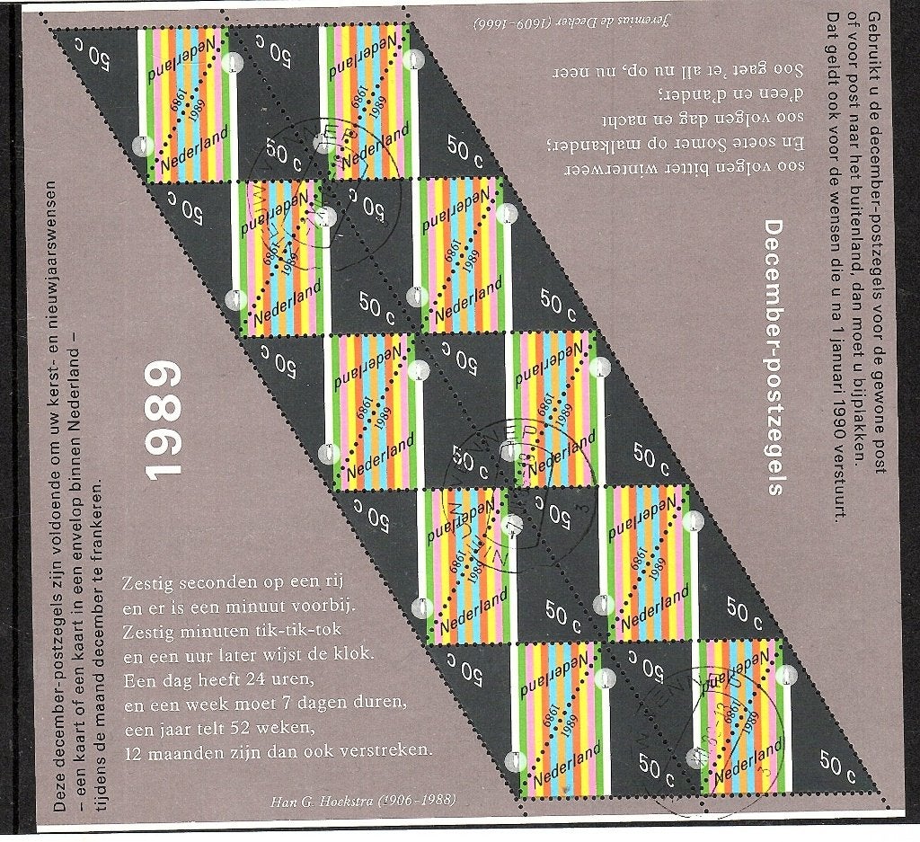 794Nvph v1439 gebruikt decemberzegels 1989 zie scans, Ophalen of Verzenden, Na 1940, Gestempeld