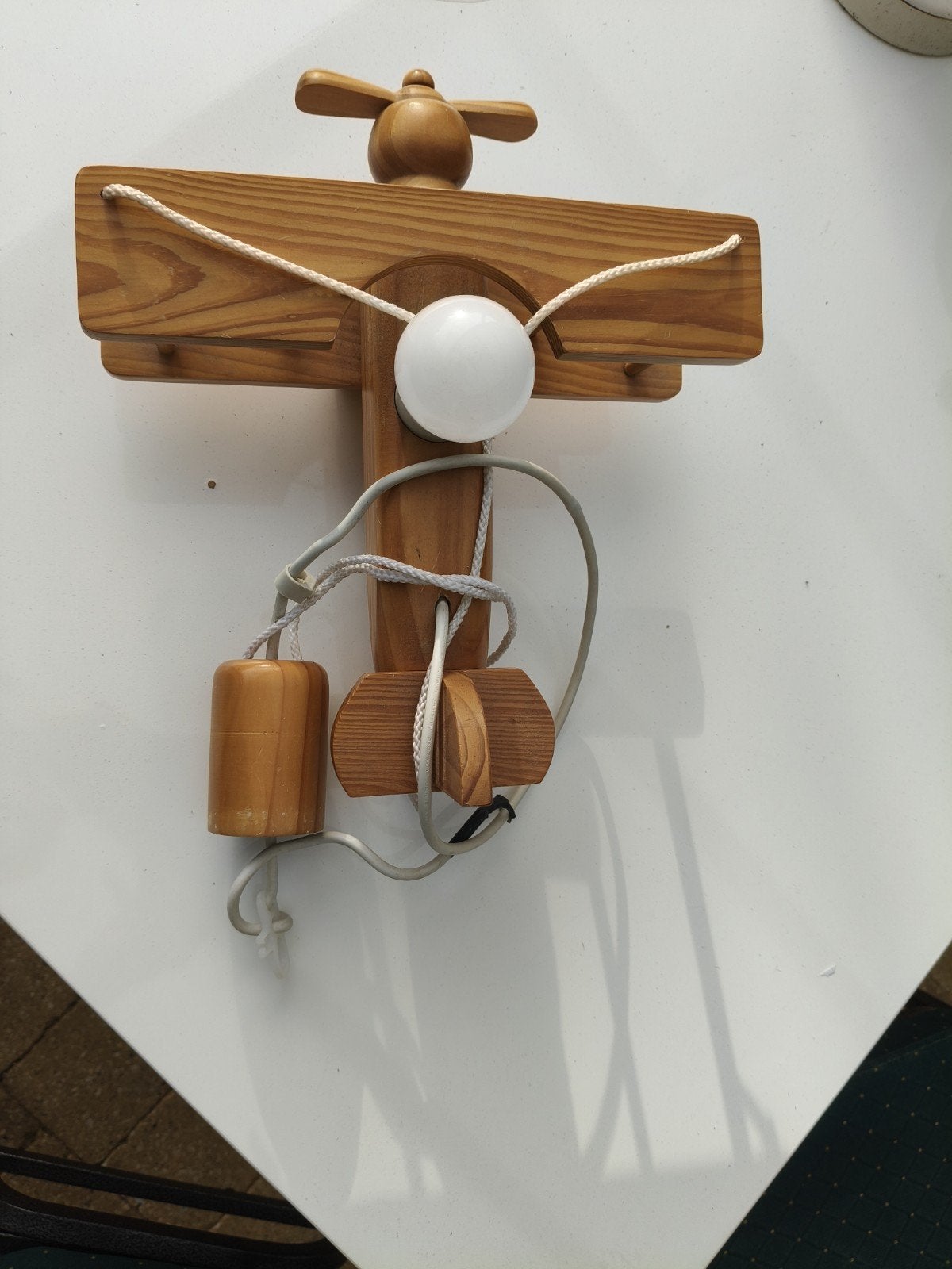 Houten Vliegtuig Plafondlamp - Kinderkamer Lamp, Ophalen of Verzenden