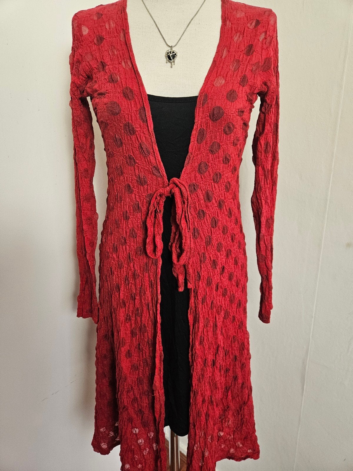 Geweldig lang rood vest van Boris, mt 1!, Maat 38/40 (M), Boris Industries, Ophalen of Verzenden, Gedragen