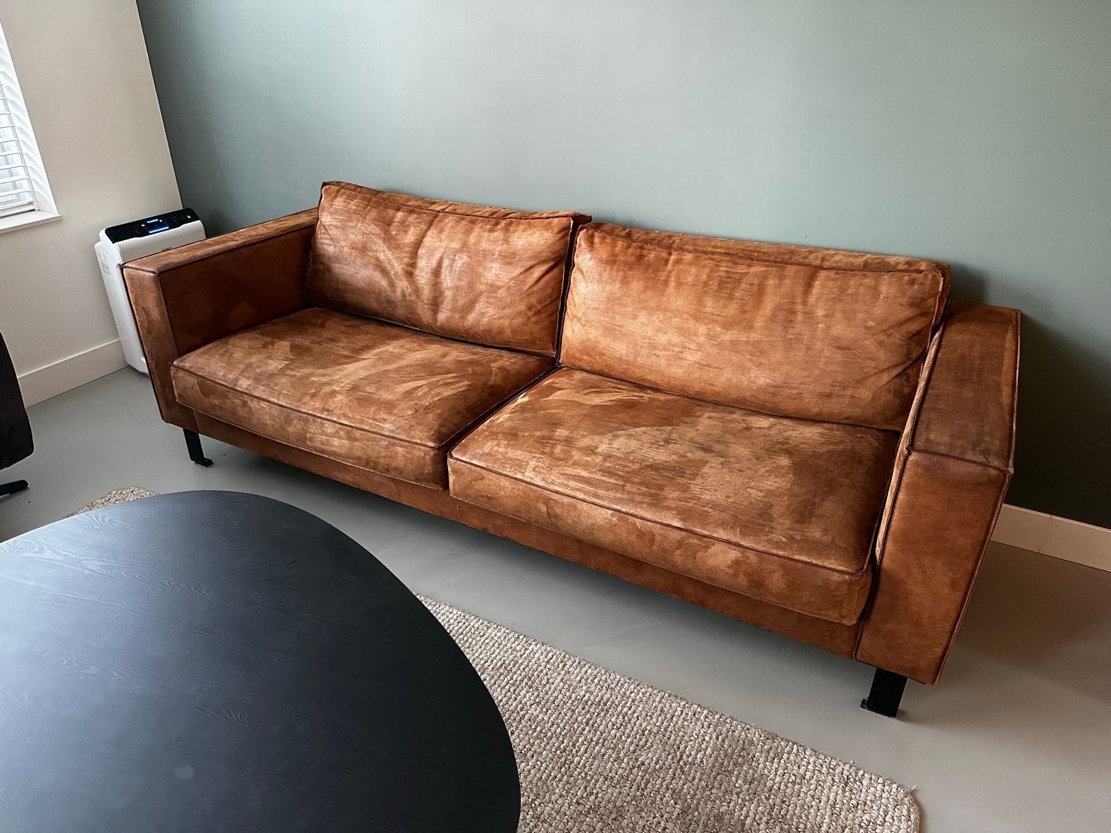 Tazzo 3,5-zitsbank microleder cognac, Ophalen, Overige materialen, Gebruikt, Driepersoons