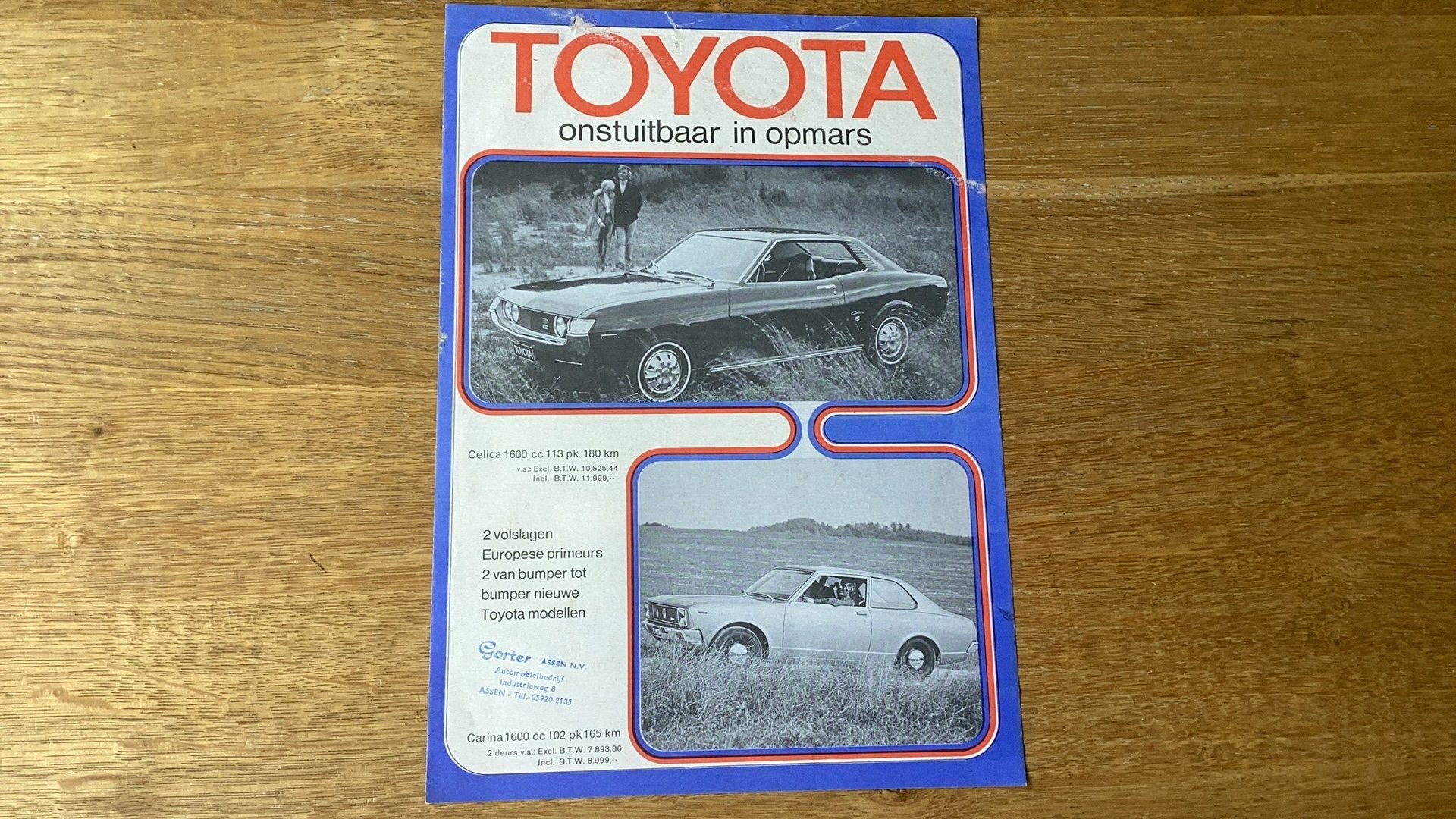 Toyota Folder: Onstuitbaar in Opmars (Jaren '70) met prijzen, Ophalen of Verzenden, Gelezen, Toyota