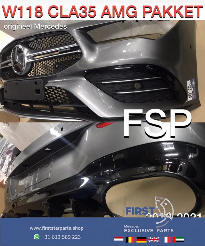 W118 CLA 35 AMG COMPLETE VOORBUMPER + ACHTERBUMPER PAKKET GR, Gebruikt, -, Ophalen of Verzenden, Bumper