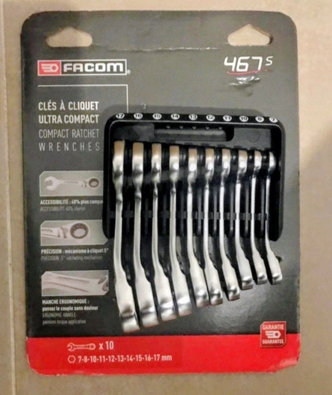 FACOM 467S Compact Ratchet Wrenches Set - Nieuw, Contact@facom.com, FACOM, 6-8 Rue Gustave Eiffel, 91420 Morangis, France, FACOM