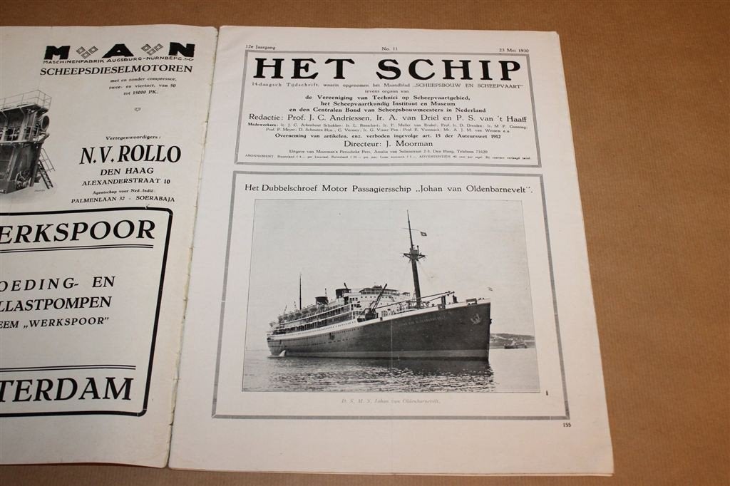 Het Schip 1930 — Johan van Oldenbarnevelt Passagiersschip, Verzamelen, Gebruikt, -, Kaart, Foto of Prent, -