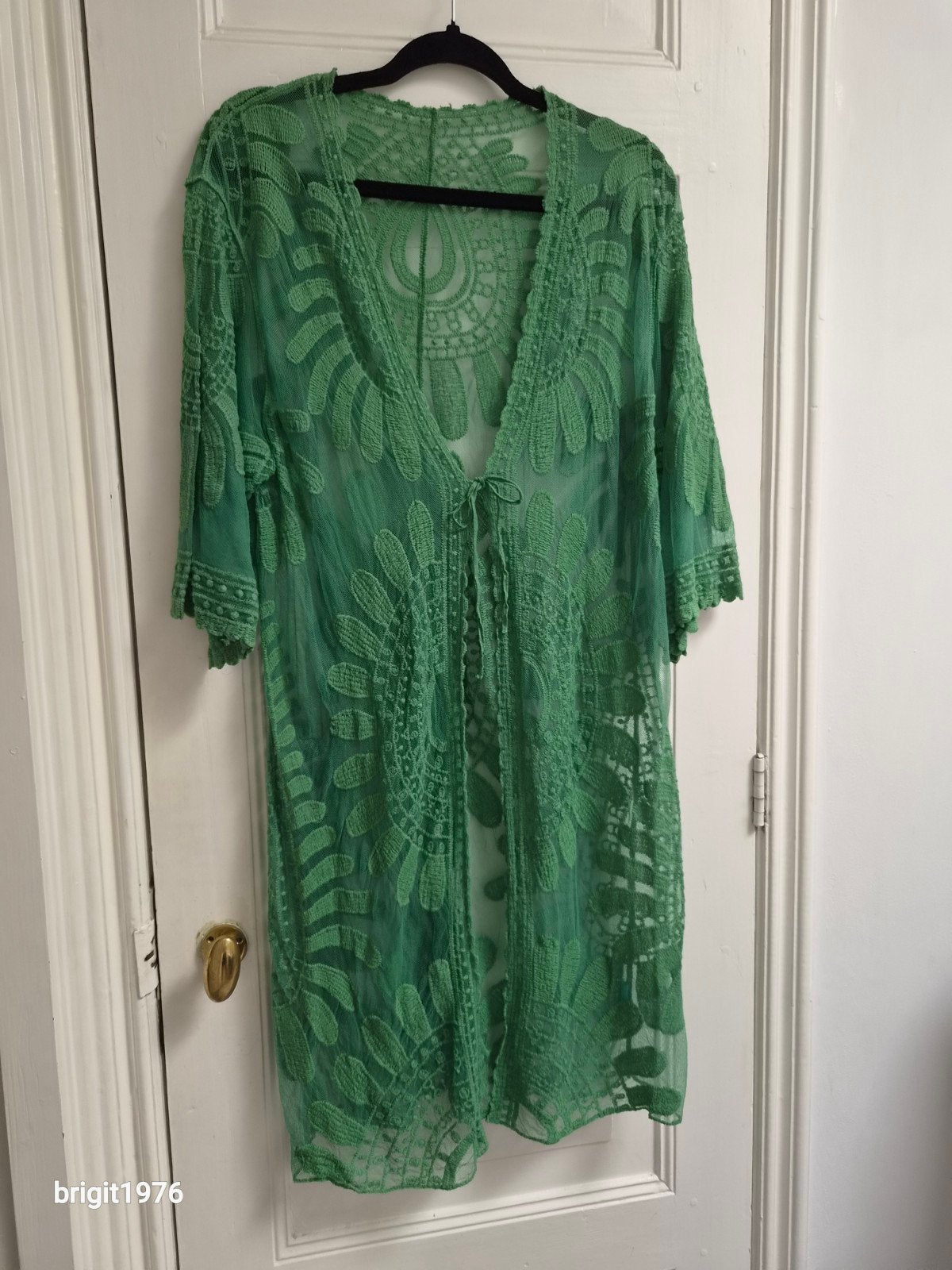 Halflange transparante kimono met borduursels, Maat 42/44 (L), Ophalen of Verzenden, Geen merk, Gedragen