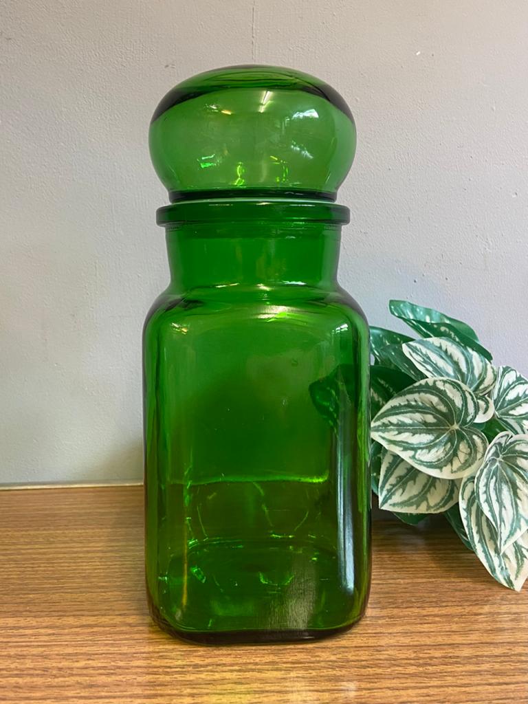 Vintage groene voorraadpot apothekerspot retro glas, Antiek en Kunst, Ophalen of Verzenden