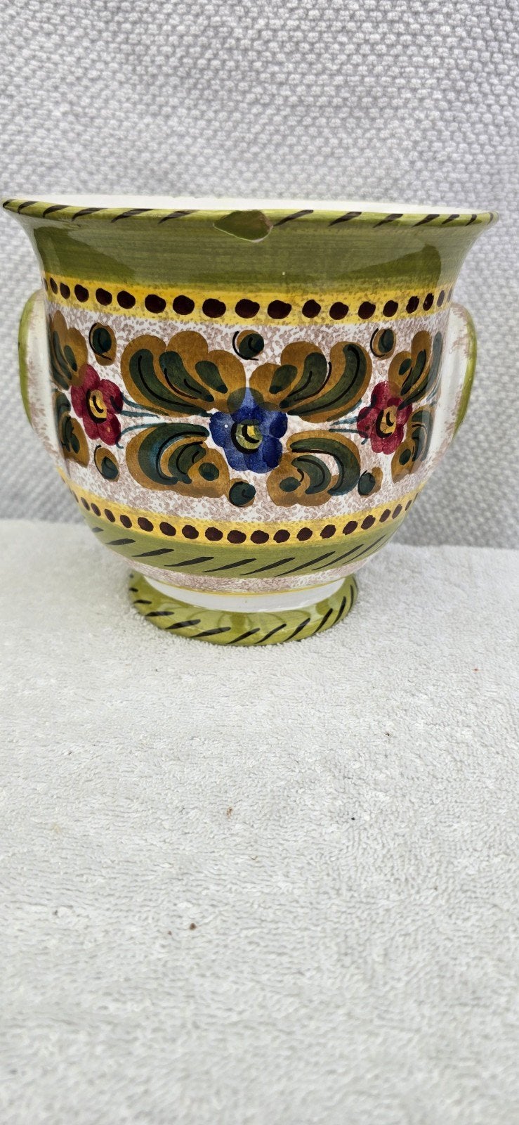 Vintage Italiaanse handgeschilderde bloempot, Ophalen of Verzenden