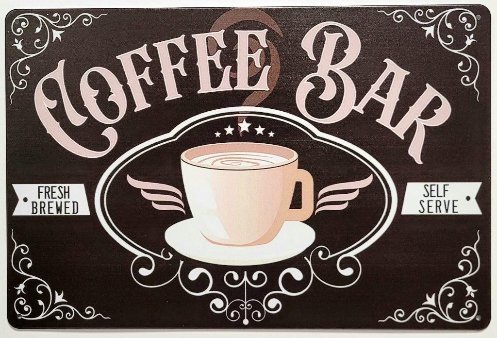 Coffee Bar koffie reclamebord van metaal wandbord deco, Info@deconoord.nl, Deco Noord, Nieuw, Ophalen of Verzenden