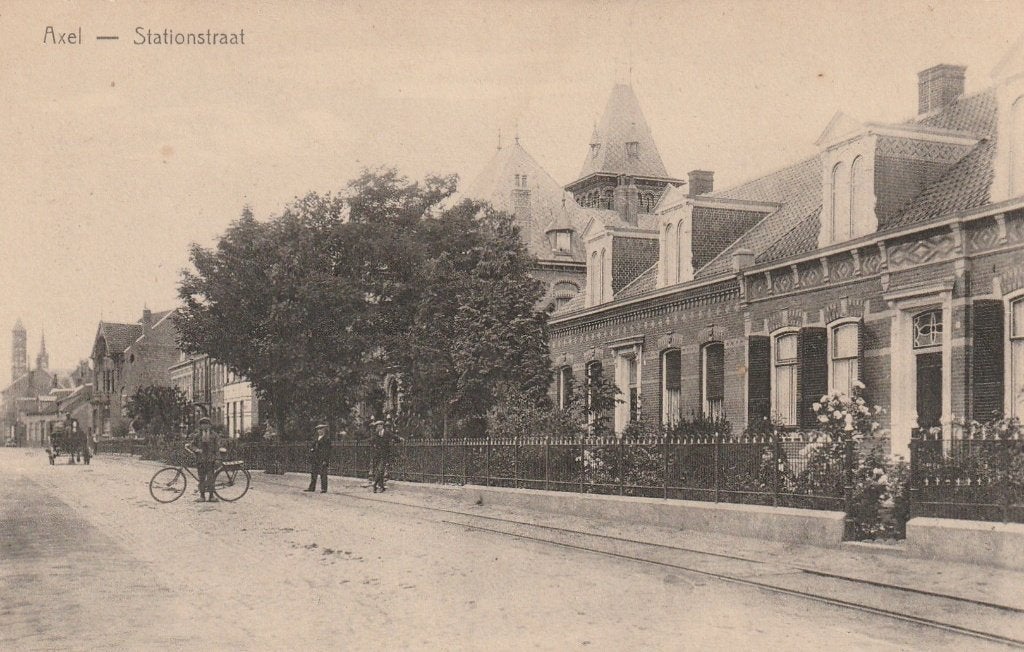 AXEL Stationstraat, Verzamelen, Ansichtkaarten | Nederland, Verzenden, 1920 tot 1940, Ongelopen, Zeeland