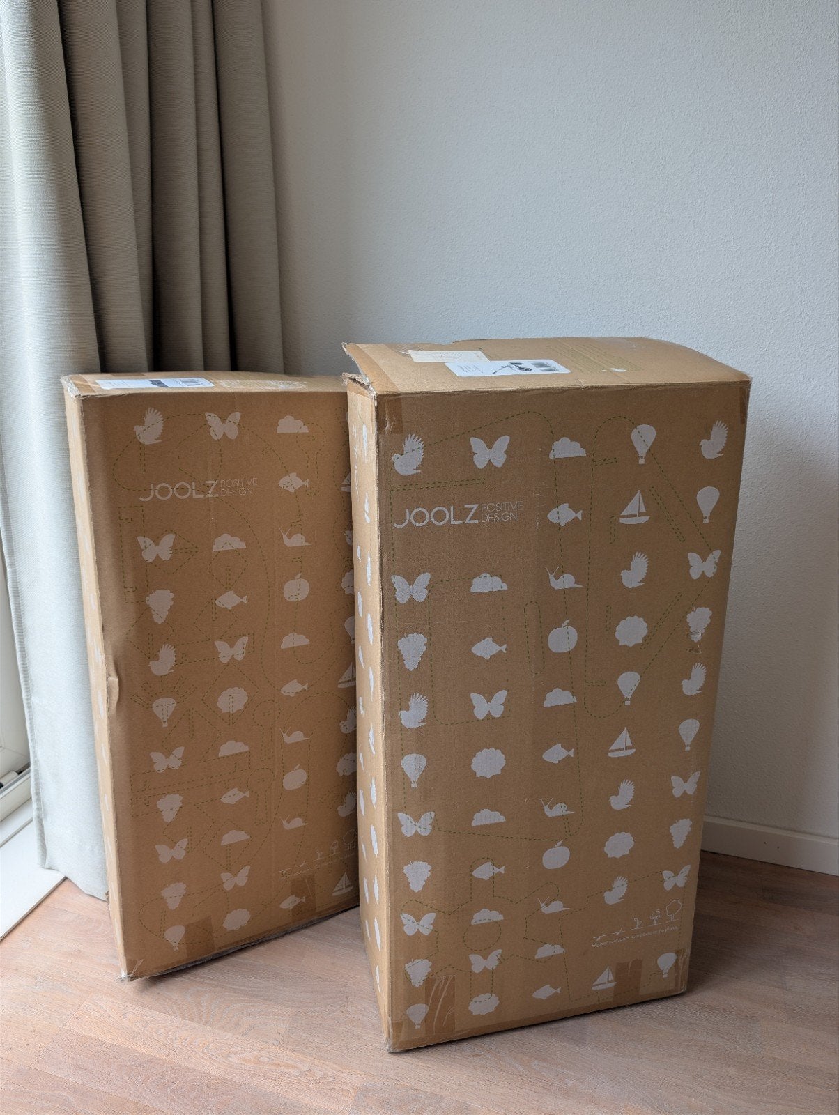 Nette Joolz Geo Studio kinderwagen, grijze stof & bruin leer, Gebruikt, Ophalen of Verzenden, Verstelbare duwstang, Kinderwagen