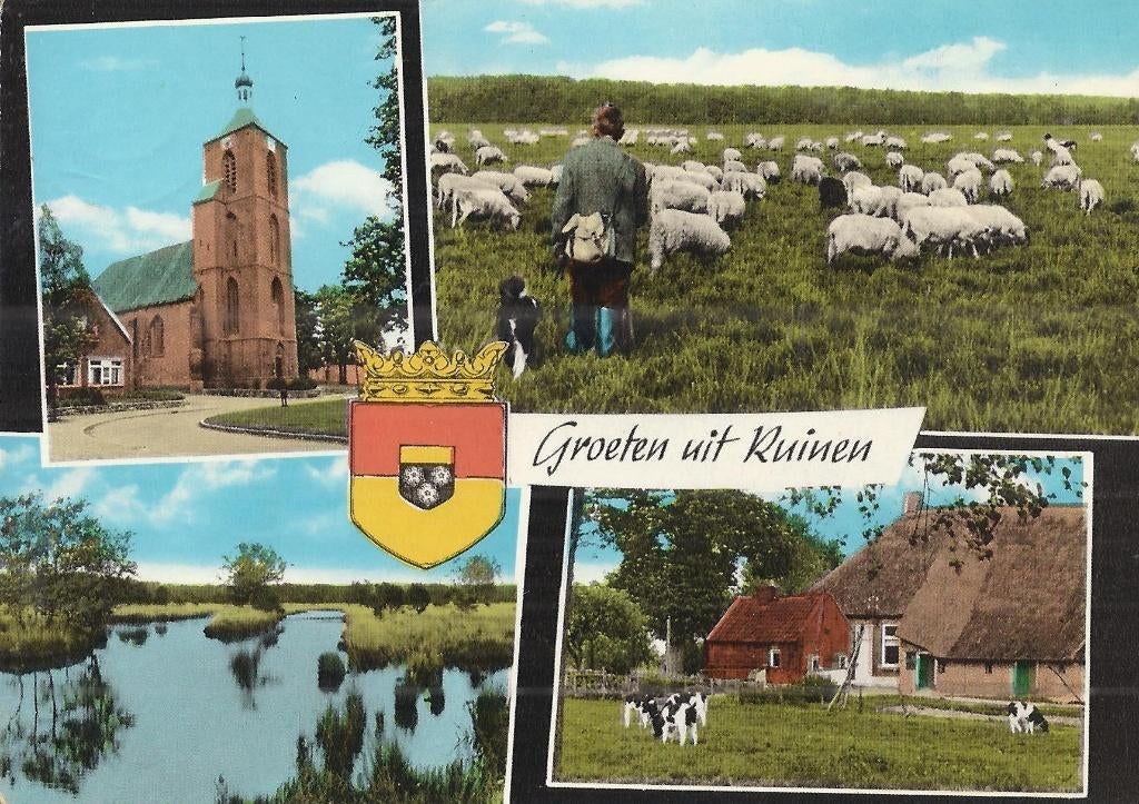 C1160 Gelopen ansichtkaart groeten uit ruinen, Ophalen of Verzenden, 1980 tot heden, Gelopen