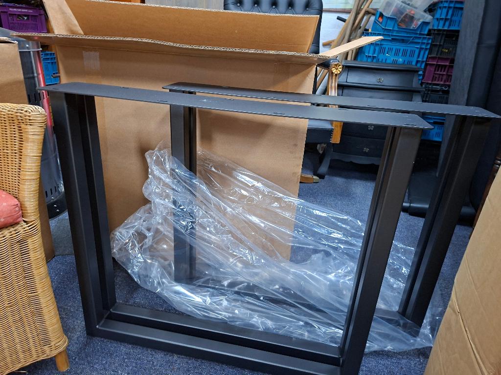 4 sets van 2 Nieuwe Grijze/antraciet metalen Tafelpoten, Ophalen, Minder dan 50 cm, 50 tot 100 cm, Vierkant
