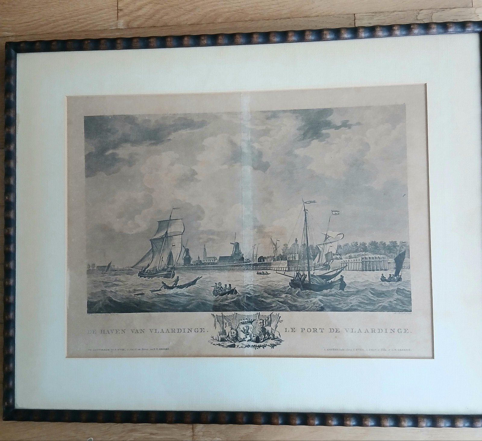 Kopergravure De haven Van Vlaardingen Mattheur Sallieth 1780, Antiek en Kunst, Kunst | Etsen en Gravures, Ophalen of Verzenden