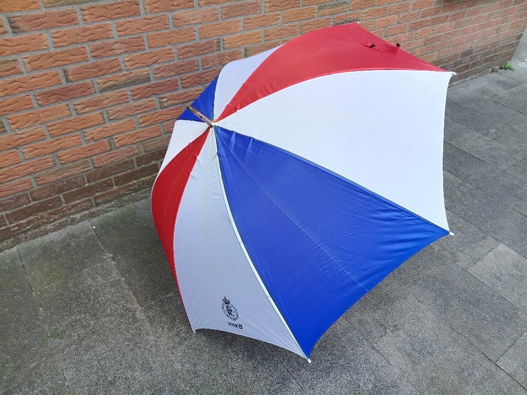 Paraplu Rood Wit Blauw - KNkB, Sieraden, Tassen en Uiterlijk, Paraplu's, Ophalen, Gebruikt, Rood