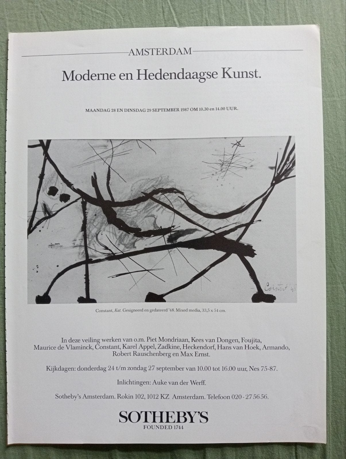 Tijdschrift Affiche Constant Nieuwenhuys Kat 1987, Ophalen of Verzenden