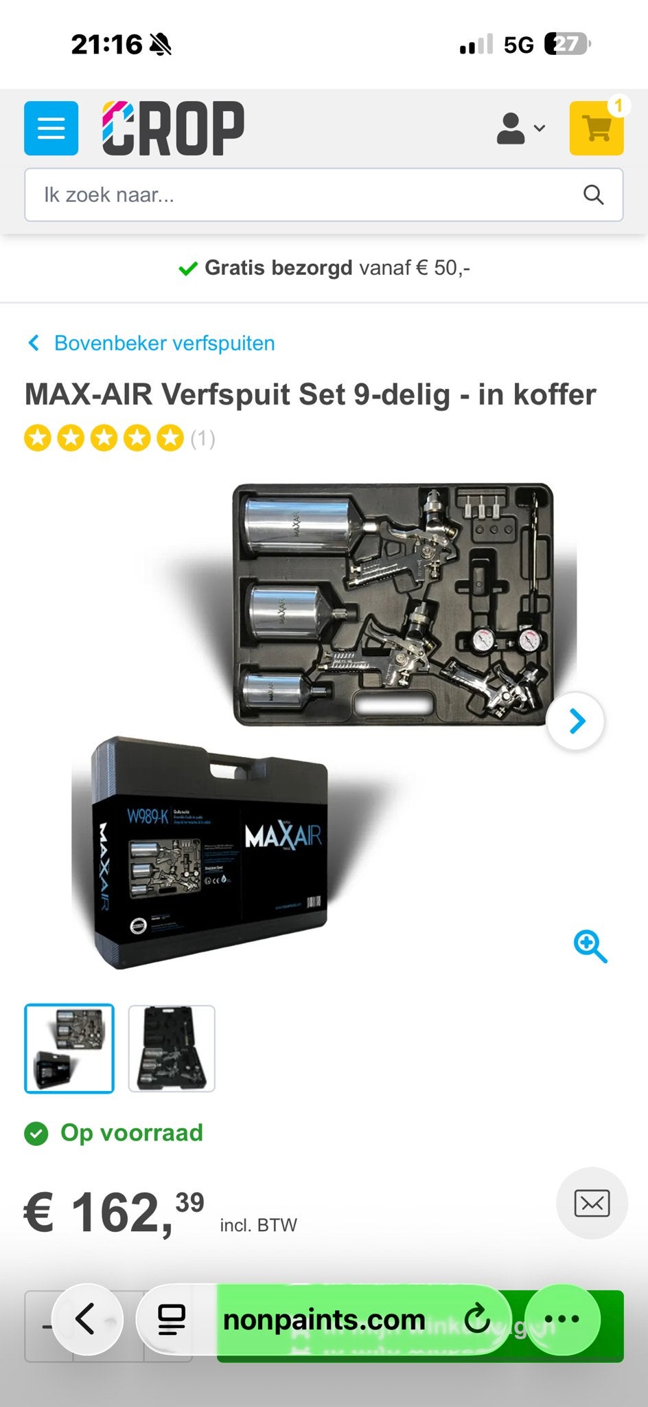 MAX-AIR Verfspuit Set 9-delig - in koffer, Ophalen of Verzenden, Nieuw, Verfspuit of Verfpomp