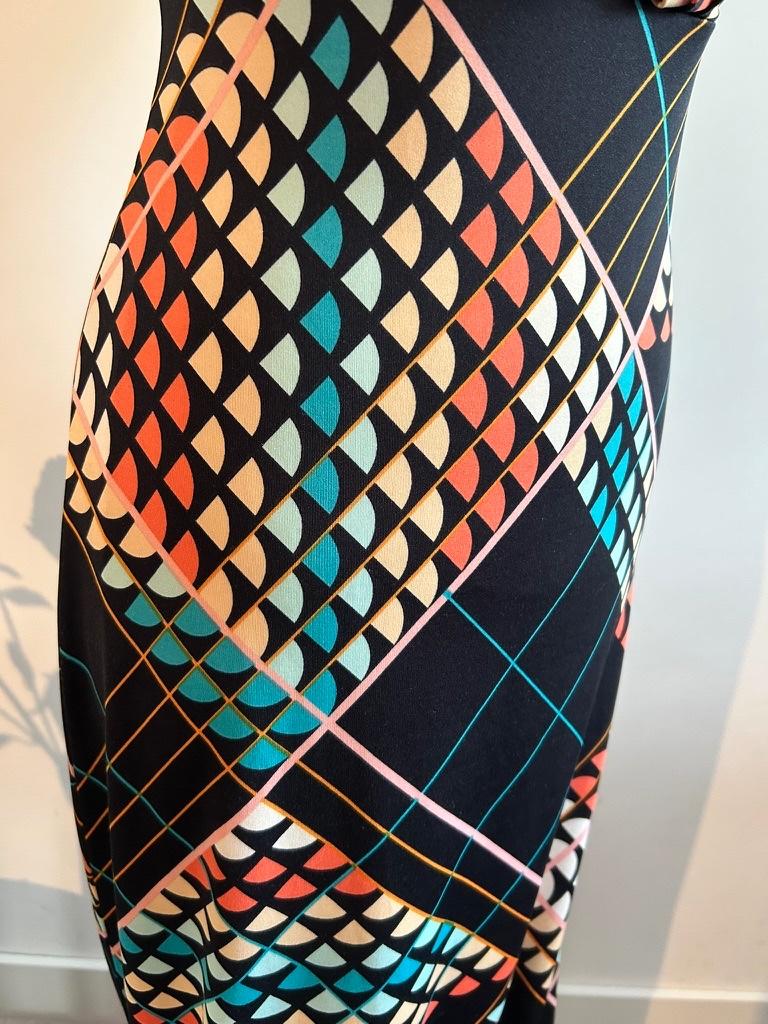 King Louie maat L retro pastel maxi lange jurk 3299, Zwart, Maat 42/44 (L), Ophalen of Verzenden, Zo goed als nieuw